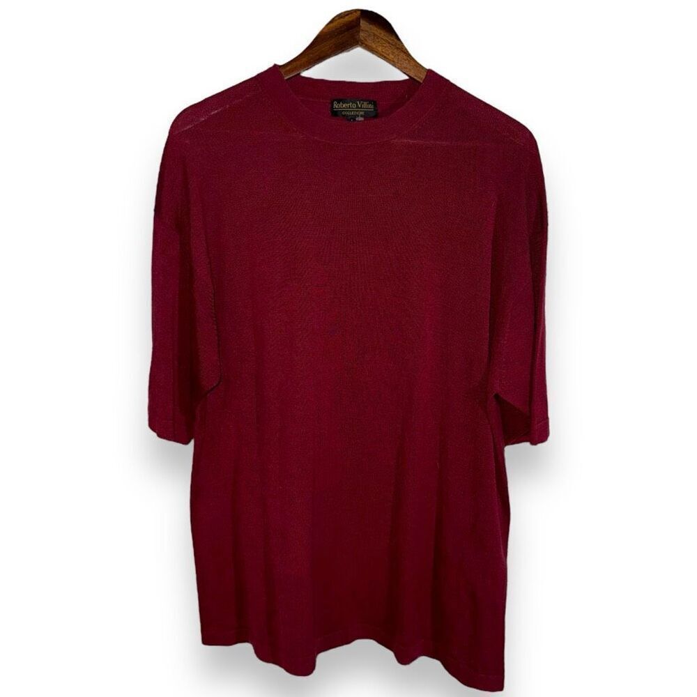 Roberto Villini Burgundy Red Silk Mockneck Sweater Size L